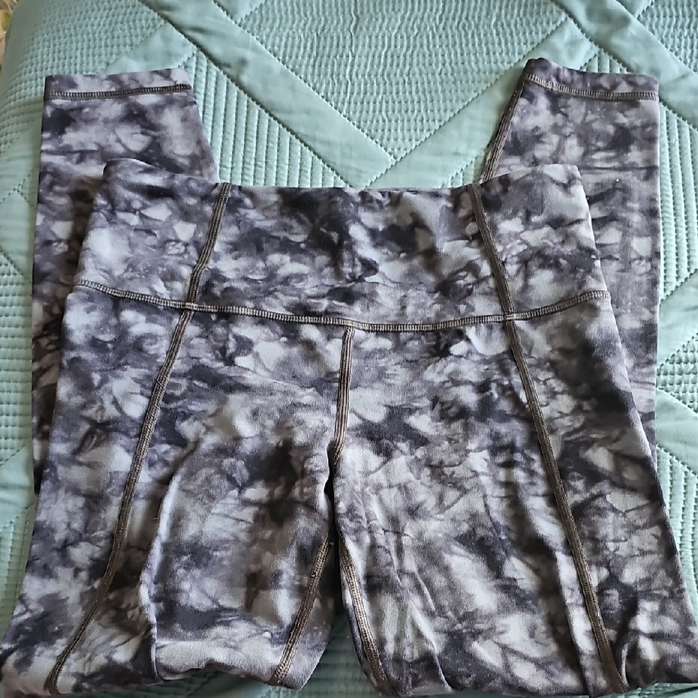 Athleta Gray Tie-Dye Leggings Small
